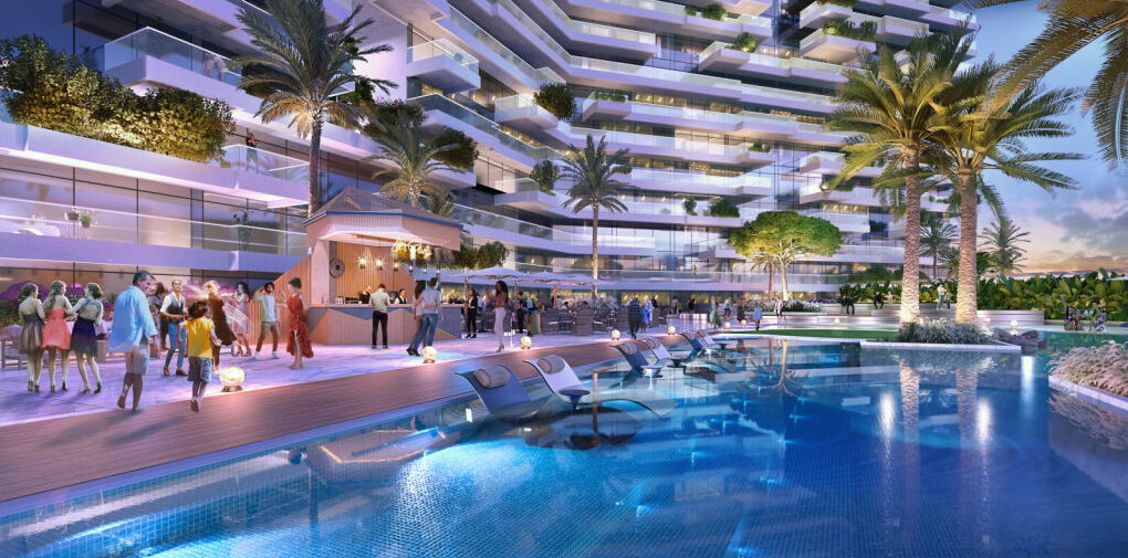 Night pool view